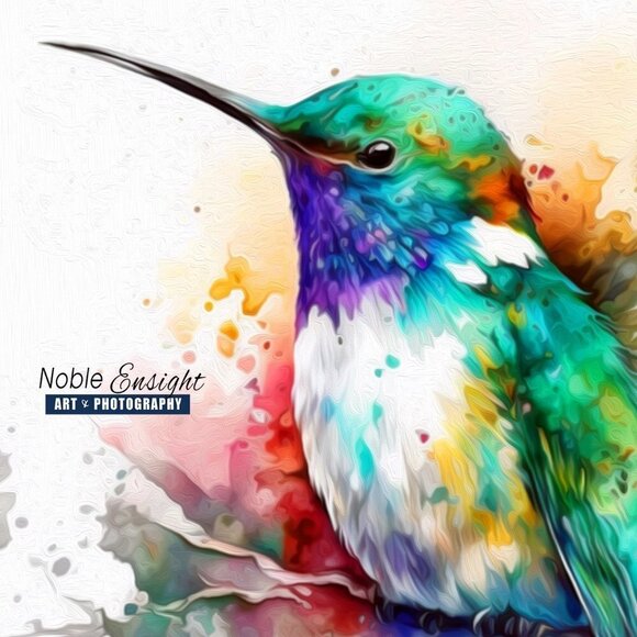 20x30 Hummingbird Cute Chubby Watercolor Oil Painting Art Poster Print - Picture 4 of 6